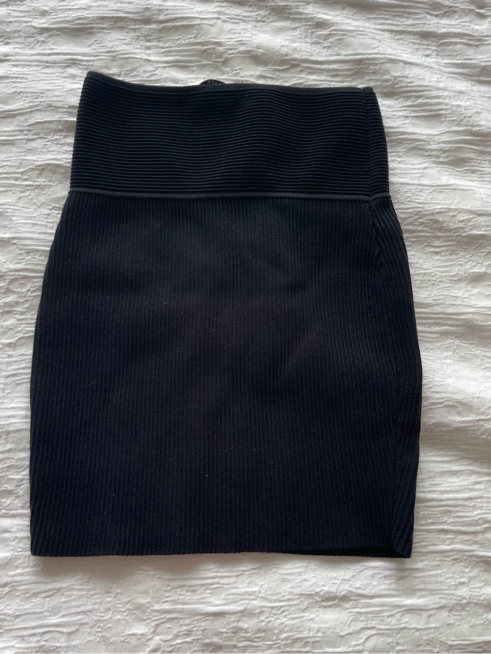 Babaton sculpt knit black mini skirt in size small
